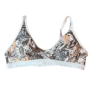 Aerie Safari Printed Striped Mesh Scoop Bralette, size Medium
